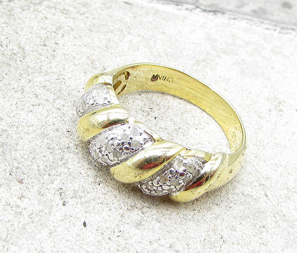 Gold Over 925 Silver  .35ctw Genuine Diamonds Cloudy Band Ring Sz 7  RG1706