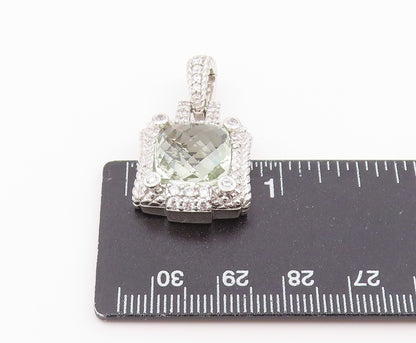 925 Sterling Silver Vintage Pendant JUDITH RIPKA Green Amethyst Charm  PT26422