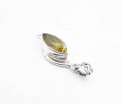 925 Sterling Silver Marquise Cut Citrine Shiny Polished Drop Pendant PT3460