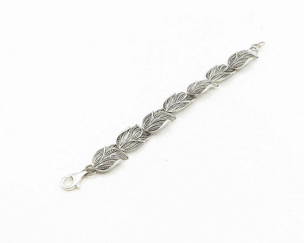 OR PAZ ISRAEL 925 Sterling Silver  Vintage Floral Leaf Chain Bracelet  BT7410
