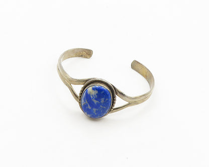 925 Sterling Silver  Vintage Cabochon Cut Sodalite Split Cuff Bracelet  BT7843