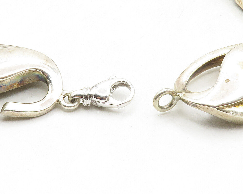 CHARLES KRYPELL 925 Silver Vintage Large Oval Swirl Chain Necklace  NE2173