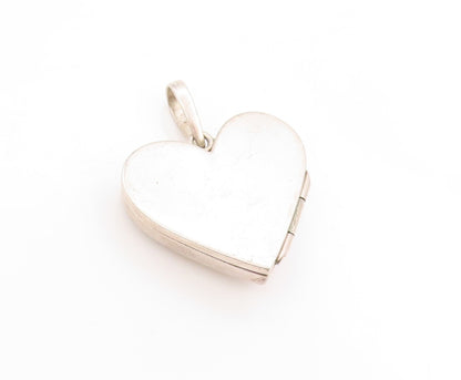 925 Sterling Silver Vintage Pendant Minimalist Solid Love Heart OPENS  PT25135