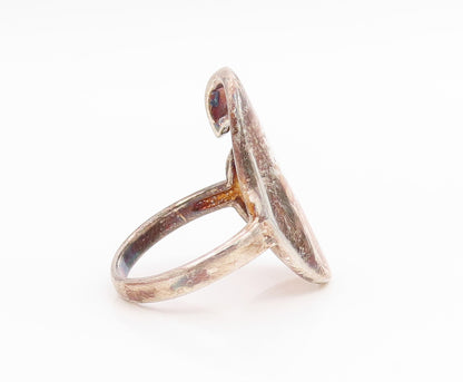 925 Sterling Silver Vintage Ring Modernist Abstract Swirl Band  Sz 8.5  RG36121