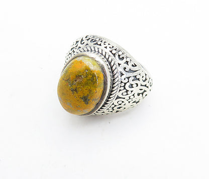 925 Sterling Silver  Vintage Orange Jasper Swirl Cocktail Ring Sz 6.5  RG7241