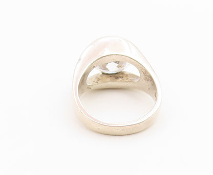 925 Sterling Silver Vintage Ring MEXICO Modernist Round CZ Band  Sz 7  RG36749