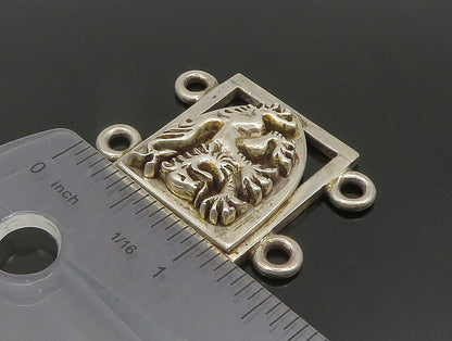 925 Sterling Silver  Vintage Carved Roaring Tiger Square Pendant  PT20363