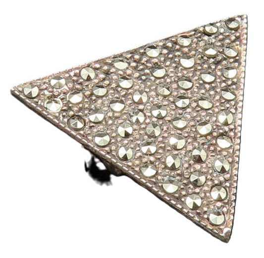 925 Sterling Silver  Vintage Triangular Marcasite Pendant  PT20709