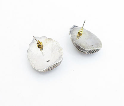 925 Sterling Silver  Vintage Dark Tone Hollow Fluted Drop Earrings  EG2611