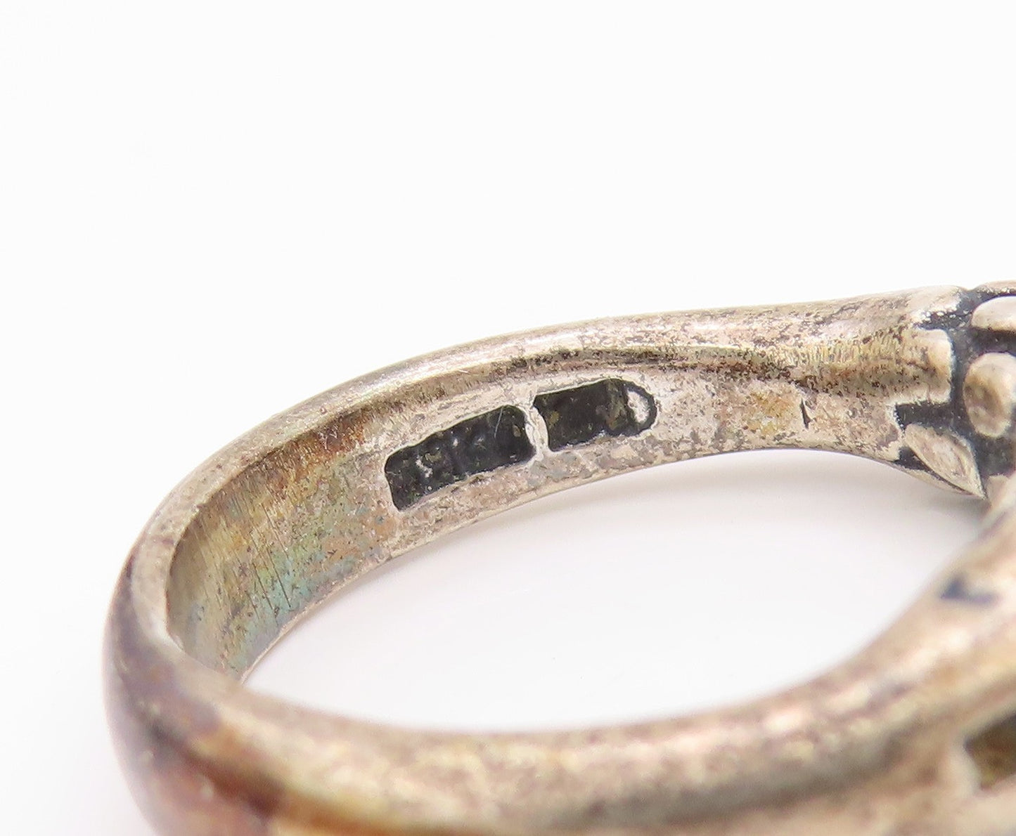 925 Sterling Silver Vintage Ring NORWAY Dark Tone Rope Carved Band  Sz 6 RG33346