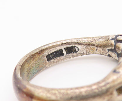 925 Sterling Silver Vintage Ring NORWAY Dark Tone Rope Carved Band  Sz 6 RG33346
