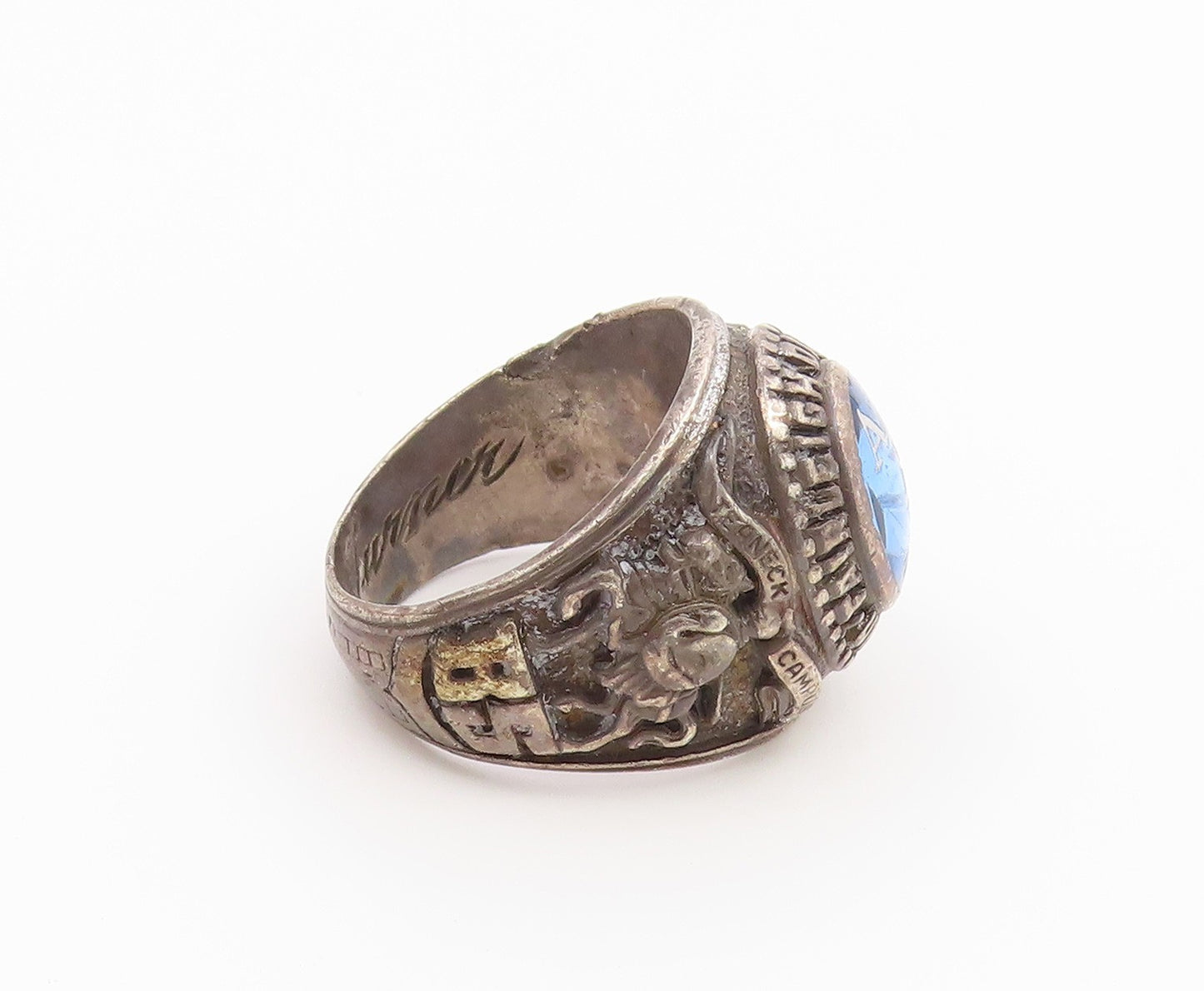 925 Sterling Silver Vintage Ring CZ Fairleigh Dickinson Class  Sz 9.5  RG36800