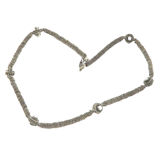 925 Sterling Silver  Vintage Petite Pearls Dark Tone Chain Necklace  NE3063