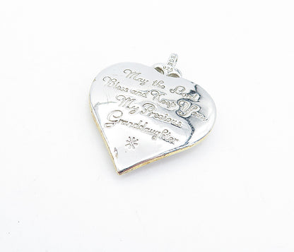 925 Silver  Mother Of Pearl & Genuine Diamond Cross Love Heart Pendant  PT5171