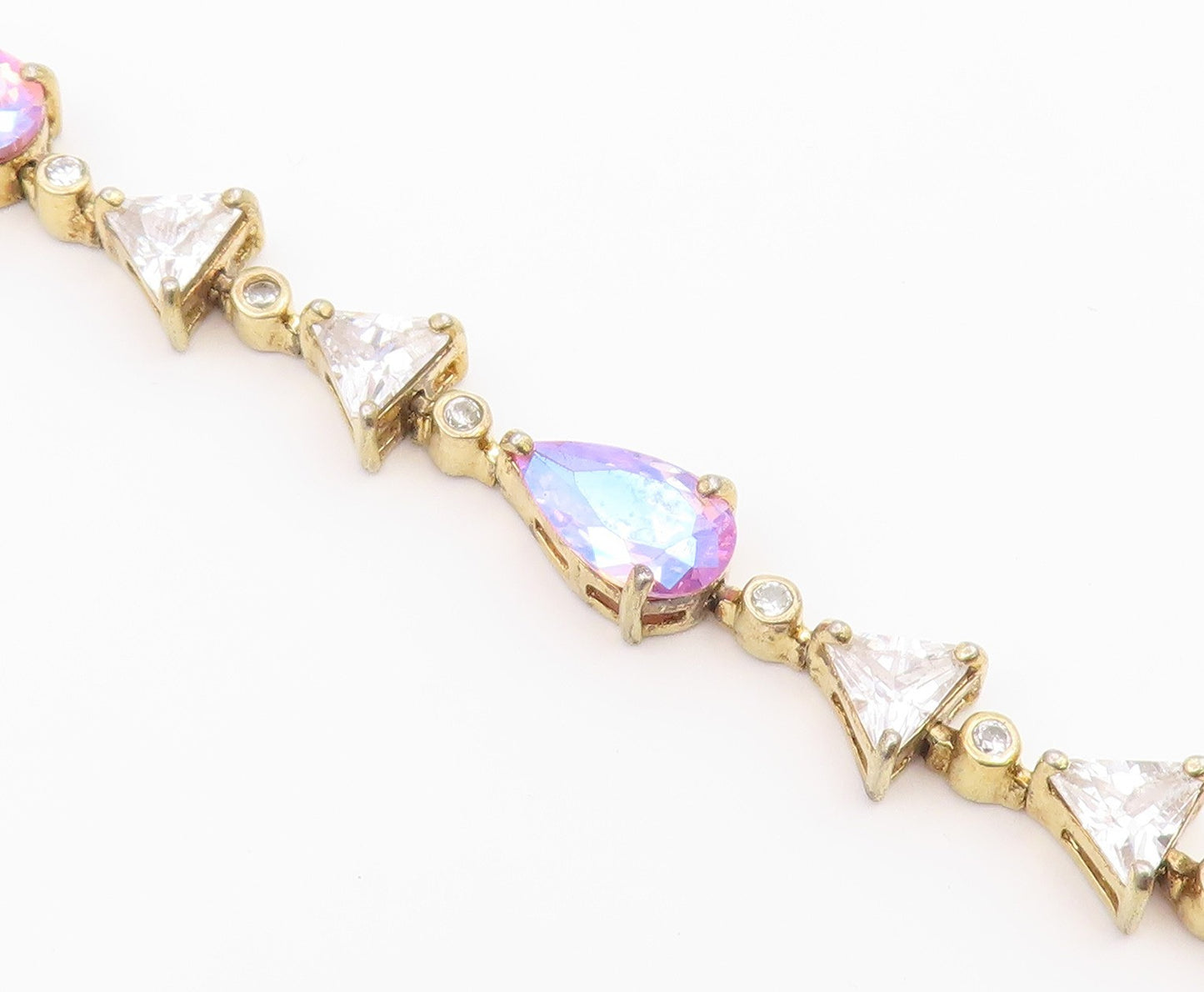 925 Sterling Silver  Vintage Fancy Mystic & White Topaz Tennis Bracelet BT9712