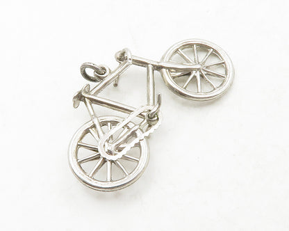 925 Sterling Silver  Vintage Shiny Bicycle Motif Drop Pendant  PT10494