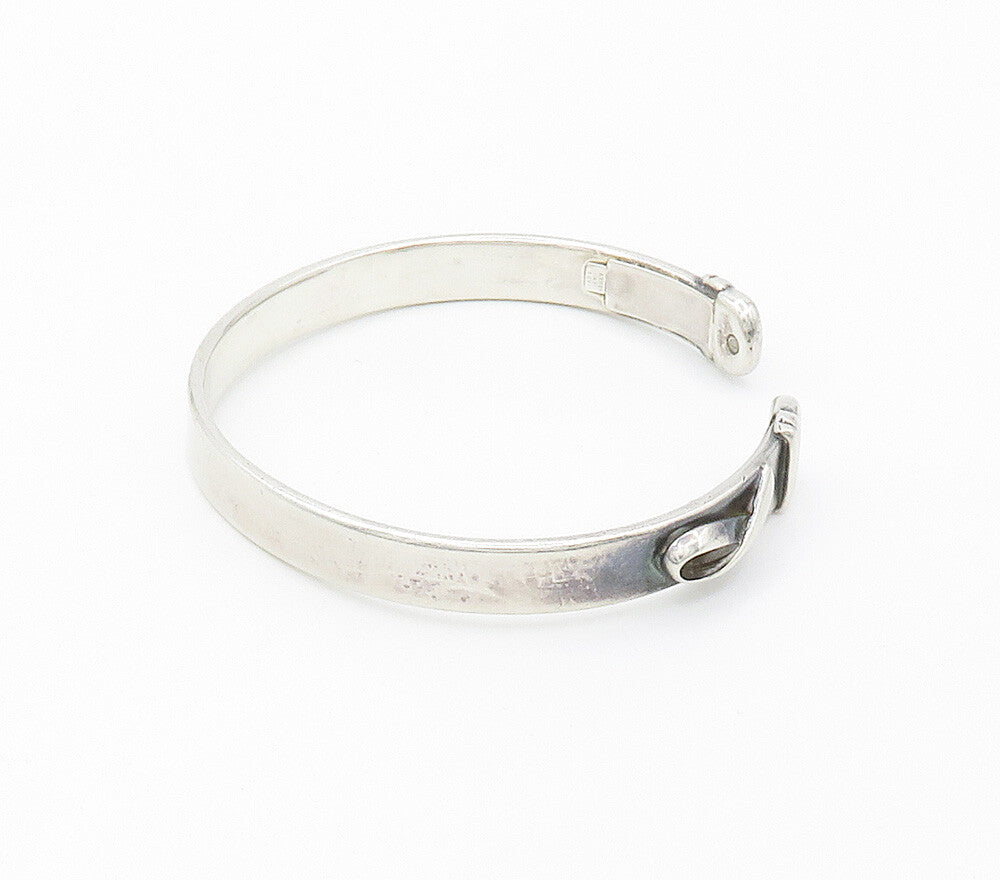 925 Sterling Silver  Vintage Shiny Ribbon Detail Smooth Cuff Bracelet  BT6039