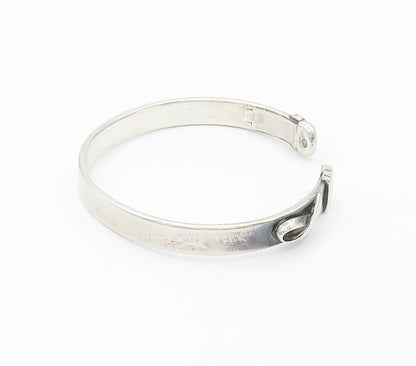 925 Sterling Silver  Vintage Shiny Ribbon Detail Smooth Cuff Bracelet  BT6039
