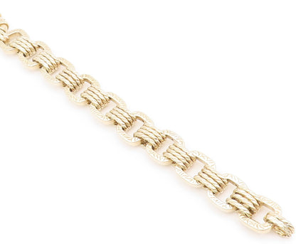 925 Sterling Silver Vintage Bracelet Gold Plated Cutout Square & Rings  BT10982