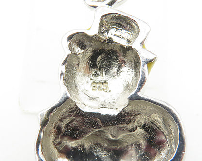 925 Sterling Silver  Shiny Enamel Snowman Reading A Book Pendant  PT8212