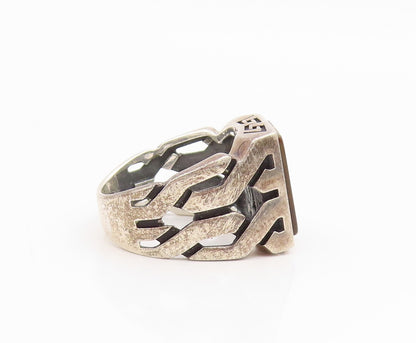 925 Sterling Silver Vintage Ring CHIMODA Bold Tiger's Eye Band  Sz 6.5  RG35463
