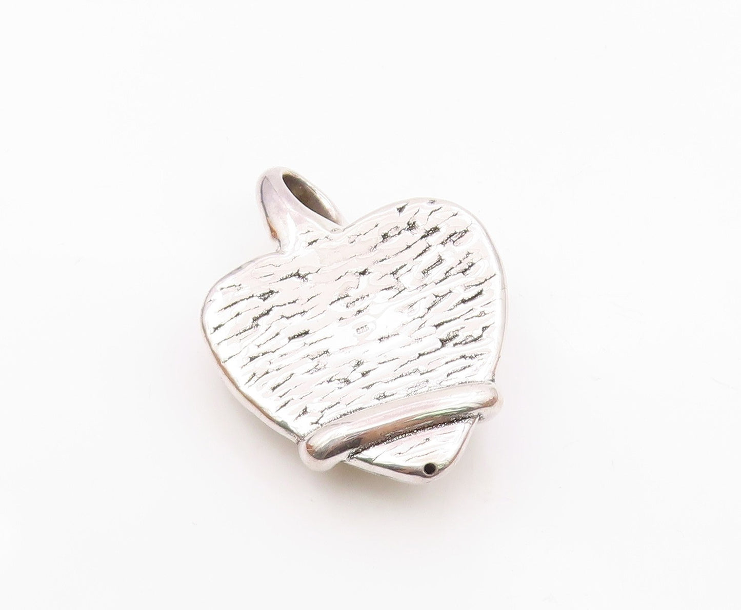 925 Sterling Silver  Shiny Hollow Cobble Pattern Love Heart Pendant  PT14138