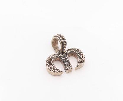 925 Sterling Silver  Vintage Oxidized Swirl Detail Drop Pendant  PT16004