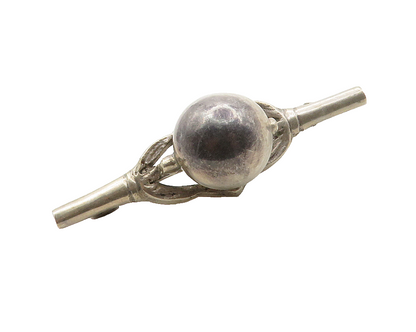 925 Sterling Silver  Vintage Antique Dark Tone Hollow Sphere Brooch Pin BP4821