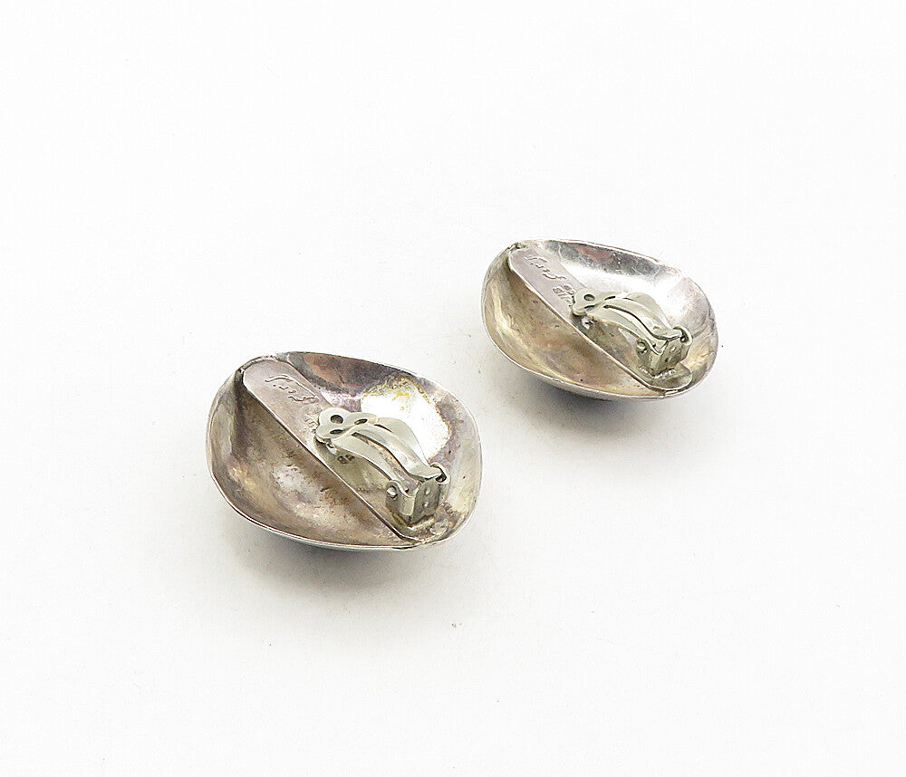 MEXICO 925 Sterling Silver  Vintage Chalcedony Non Pierce Earrings  EG4930