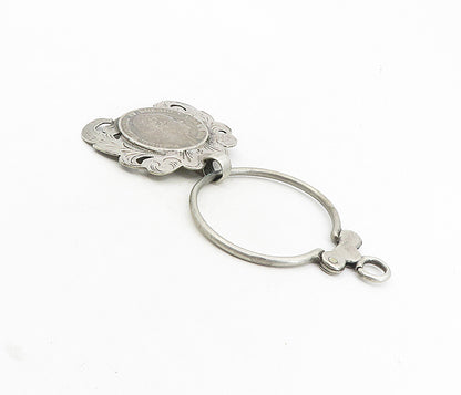 925 Sterling Silver  Vintage Antique Large Prussian Coin Key Chain  TR1314