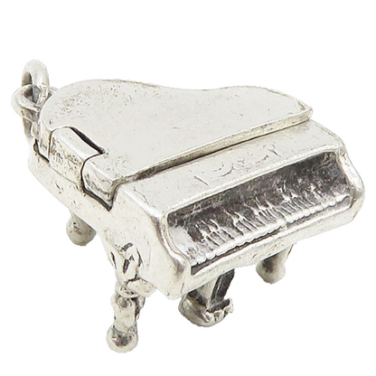 925 Sterling Silver  Vintage Shiny Petite Grand Piano Pendant (OPENS)  PT14259