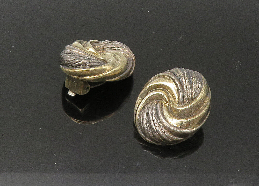 NS BARON 925 Silver  Vintage Hollow Two Tone Non Pierce Earrings  EG11019