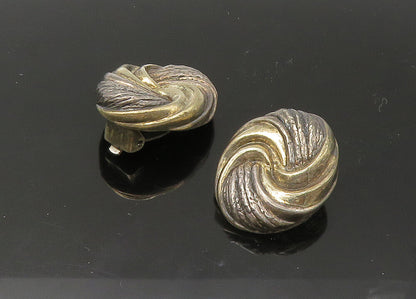 NS BARON 925 Silver  Vintage Hollow Two Tone Non Pierce Earrings  EG11019
