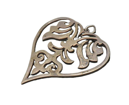 HAND & HAMMER 925 Silver  Vintage Open Design Love Heart Pendant  PT15873