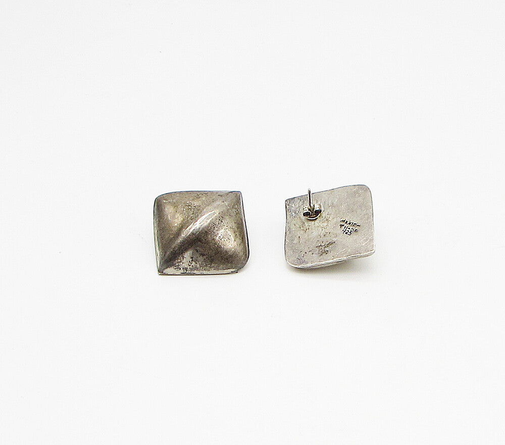 MEXICO 925 Sterling Silver  Vintage Dark Tone Stud Drop Earrings  EG1915
