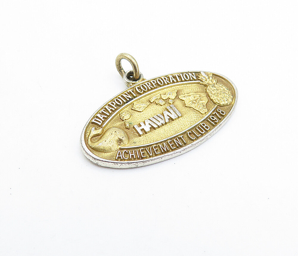 JOSTENS 925 Sterling Silver  Vintage Two Tone Hawaii Club Drop Pendant  PT3035