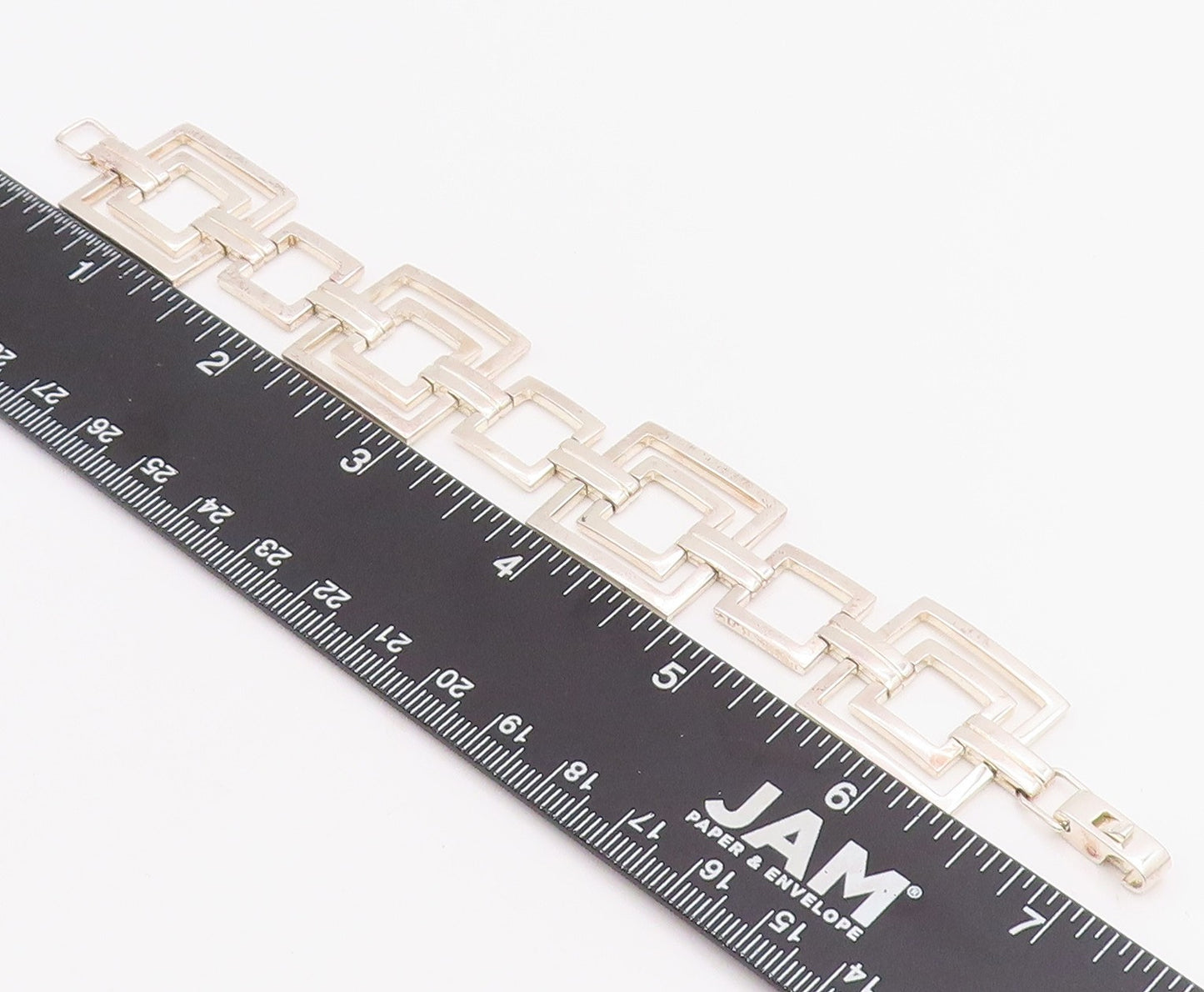 925 Sterling Silver Vintage Bracelet DOBBS Open Geometric Square Link  BT11819