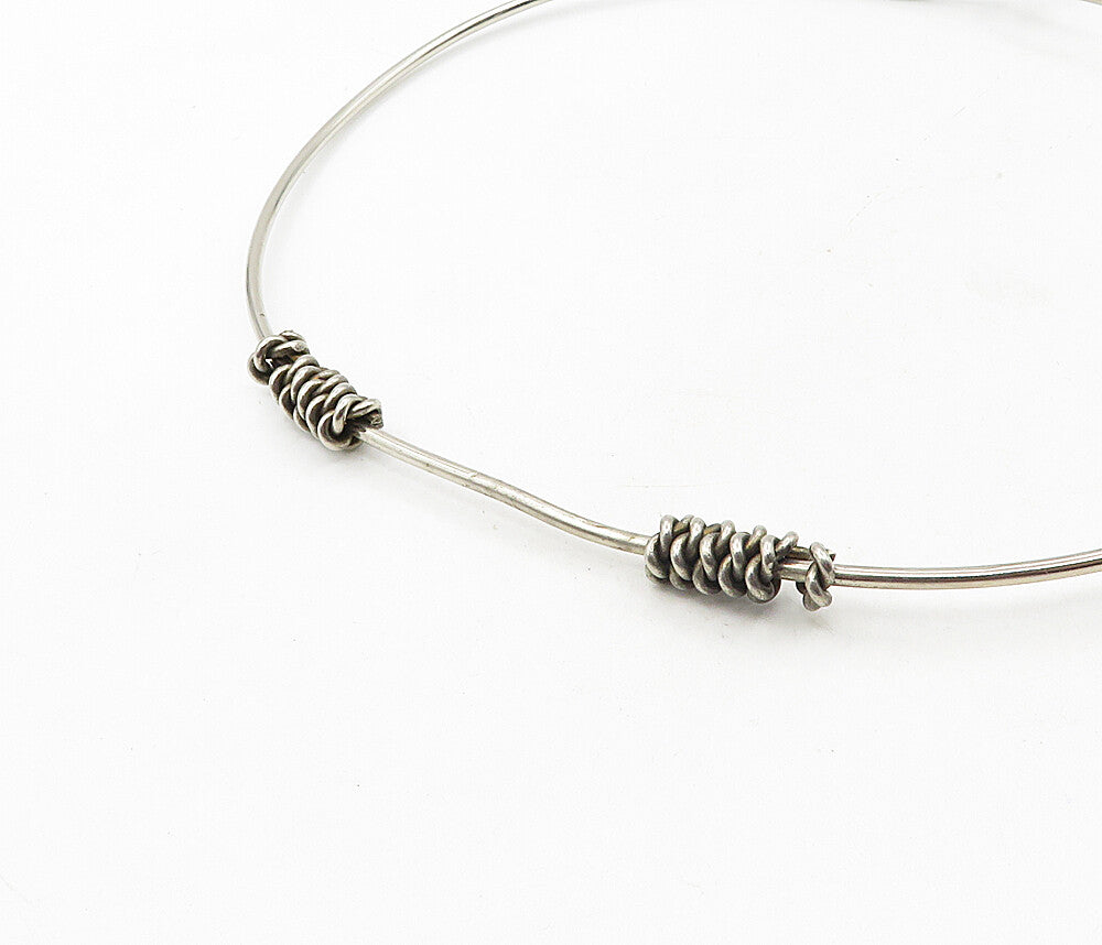 925 Sterling Silver  Vintage Modernist Twist Wrapped Collar Necklace  NE1773