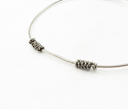 925 Sterling Silver  Vintage Modernist Twist Wrapped Collar Necklace  NE1773