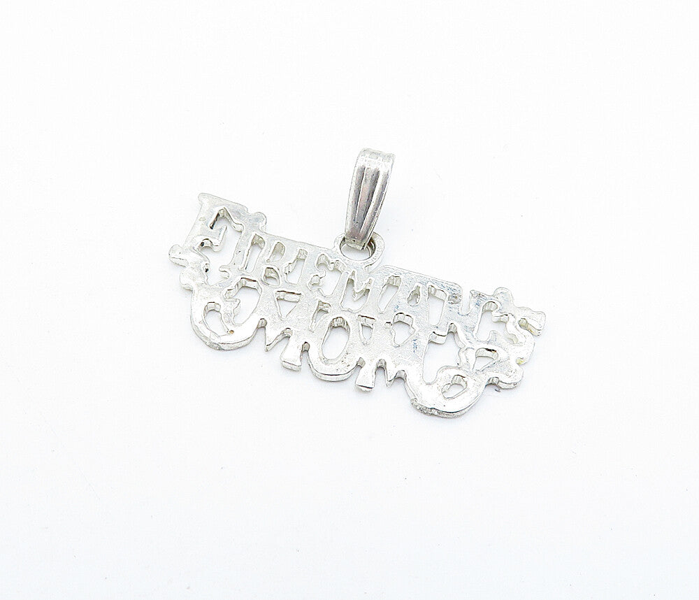 925 Sterling Silver  Smooth Polished Fireman's Mom Drop Pendant  PT4695