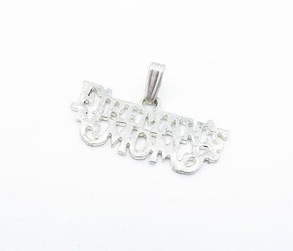 925 Sterling Silver  Smooth Polished Fireman's Mom Drop Pendant  PT4695