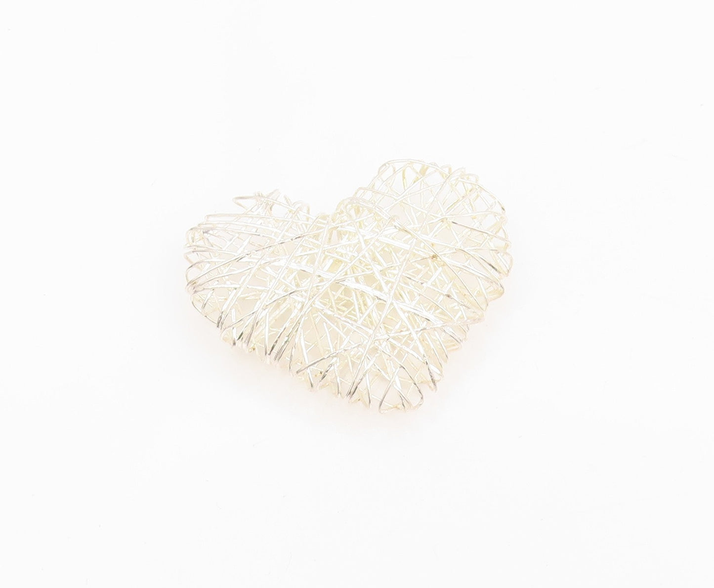 925 Sterling Silver Vintage Pendant Minimalist Wire Woven Love Heart  PT25612