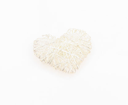 925 Sterling Silver Vintage Pendant Minimalist Wire Woven Love Heart  PT25612