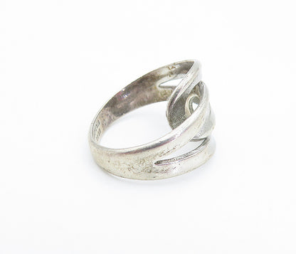 BEAU 925 Silver Vintage Interlocking Loop Bypass Style Band Ring Sz 5 RG6809
