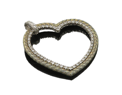 925 Sterling Silver   Vintage Cubic Zirconia Open Love Heart Pendant  PT14997