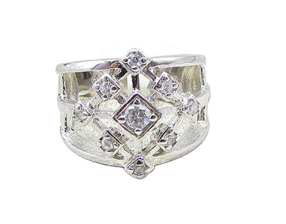 925 Sterling Silver  White Cubic Zirconia Thick Band Ring Sz 7  RG1968