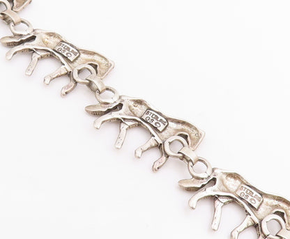 925 Sterling Silver Vintage Bracelet GLENN SANDOVAL NAVAJO Horse Link  BT11830