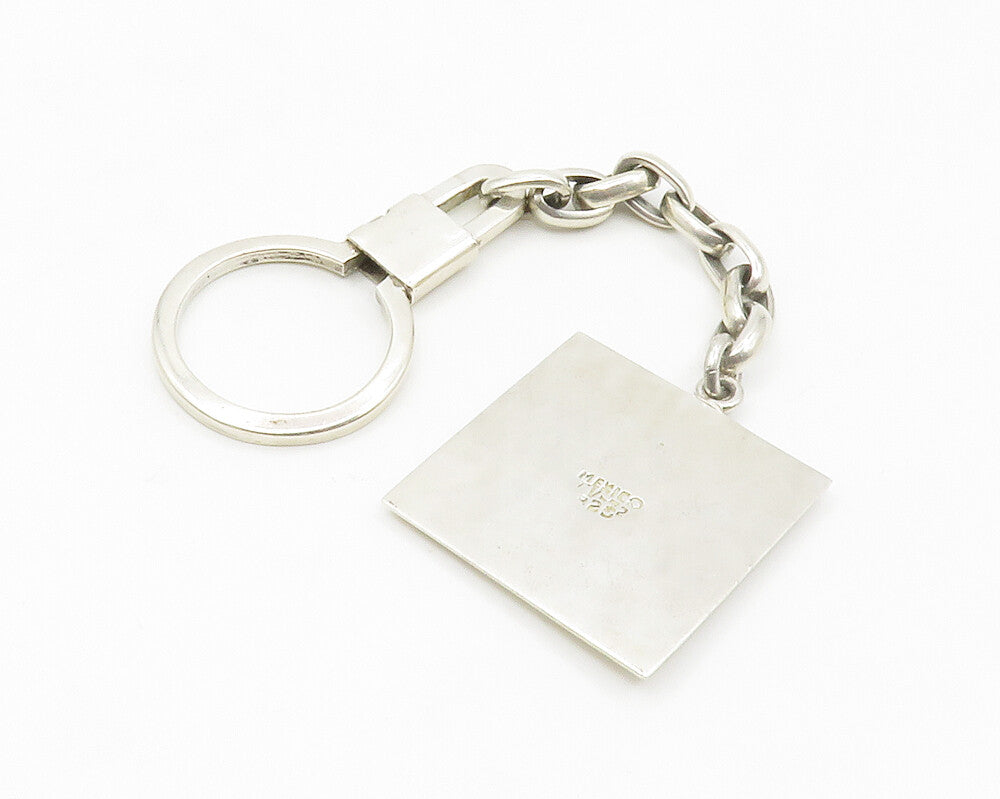 MEXICO 925 Sterling Silver  Vintage Mayan Aztec Sun Calendar Key Chain  TR2015