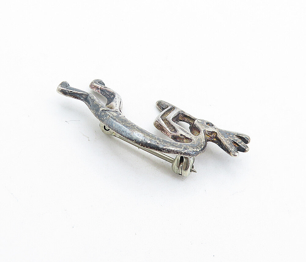 925 Sterling Silver  Vintage Oxidized Kokopelli Dancer Brooch Pin  BP2233