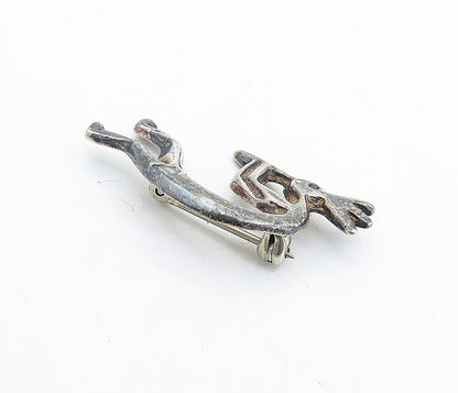 925 Sterling Silver  Vintage Oxidized Kokopelli Dancer Brooch Pin  BP2233